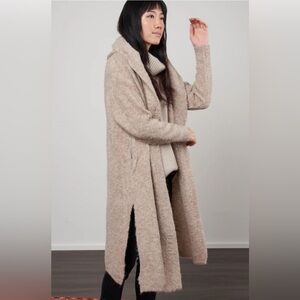 C.T. Plage Womens Alpaca Beige Duster Sweater Cardigan Size 38 US6 S Longline